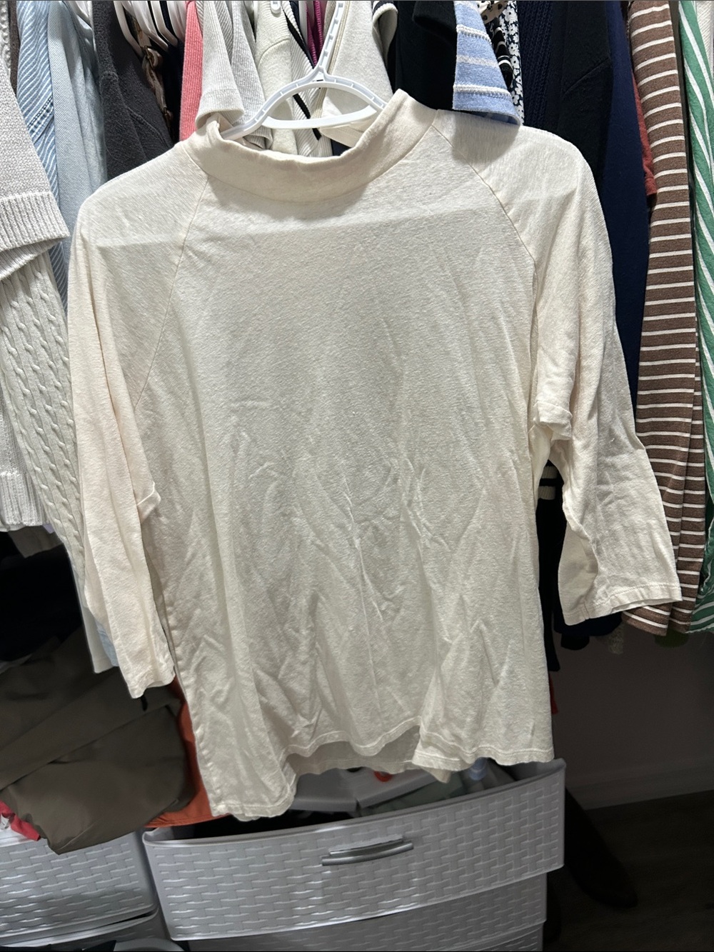 Spartina Cream Mock Neck Women's Top